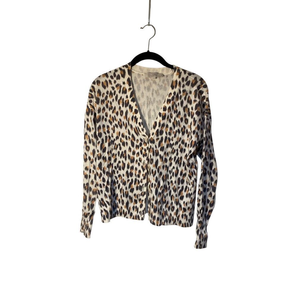 Loft women’s leopard print, long sleeve cardigan, size small p